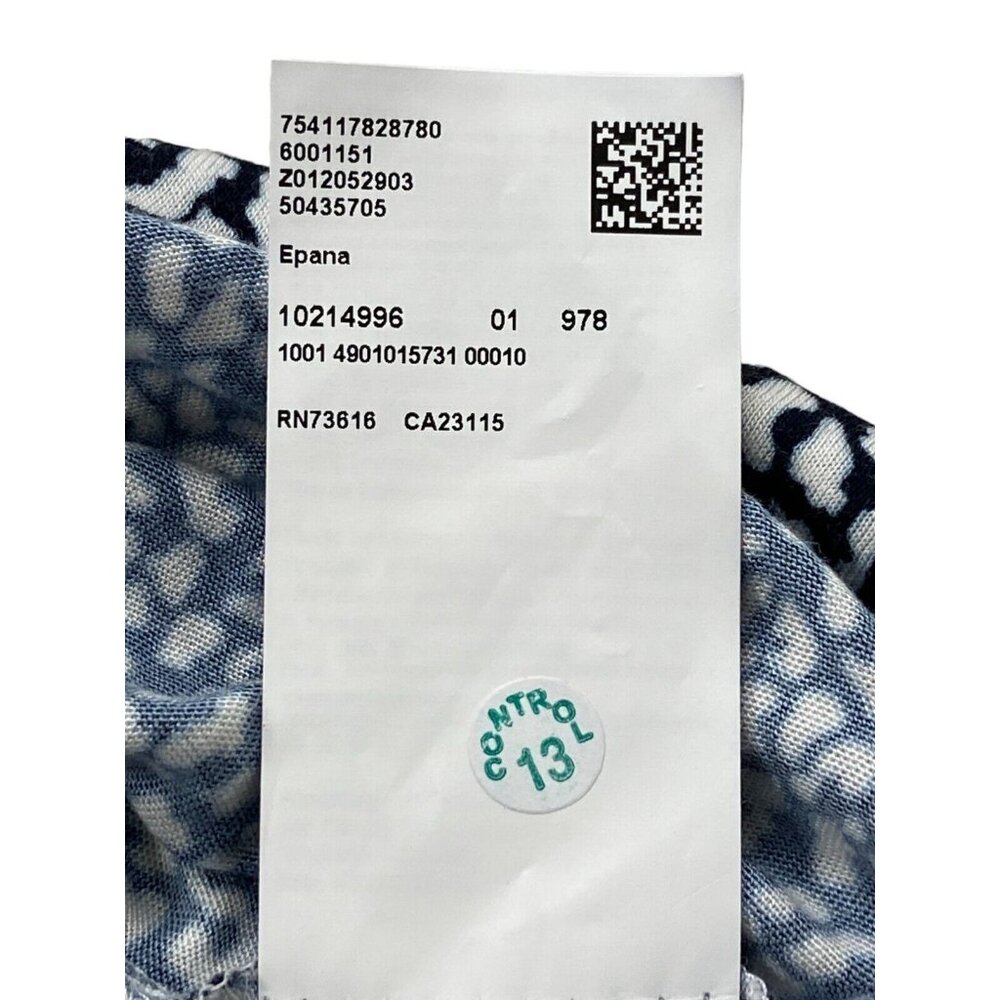 Hugo Boss Epana Print Ruched Top Medium Black White Soft Stretch 3/4 Sleeves - Picture 9 of 9